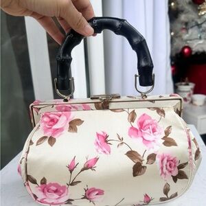 NWOT Banana Republic Satin Floral Top Handle Bag.